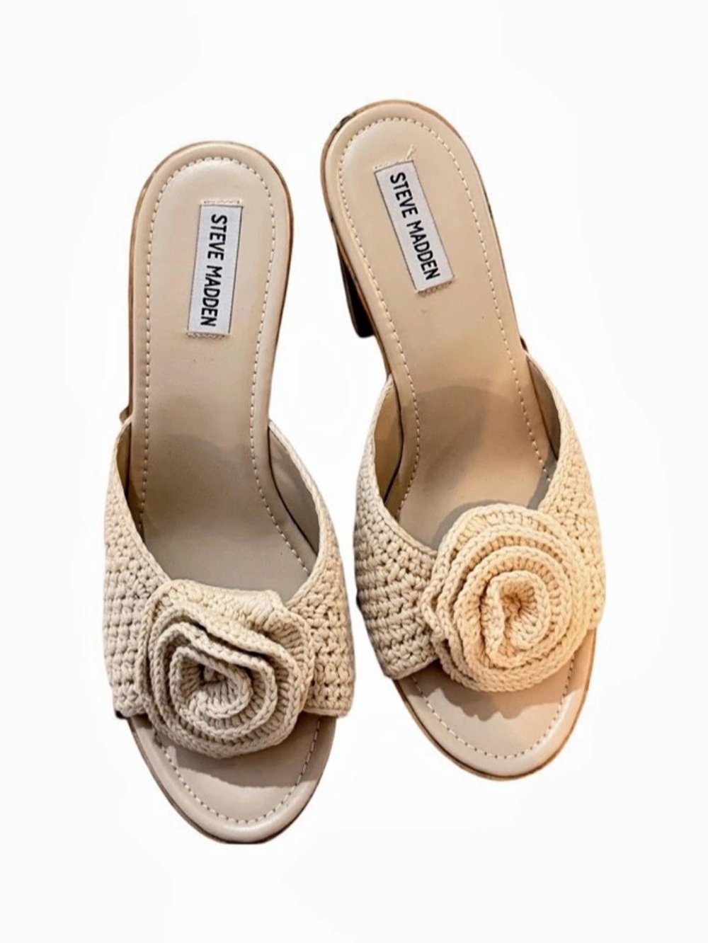 Steve Madden Maddrid Crochet Flower Sandal Beige